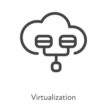 Online server stack in cloud with connection virtualization symbol Stock Illustration