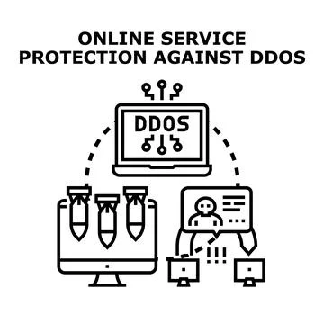 Online service protection against distributed denial of service attack 스톡 일러스트