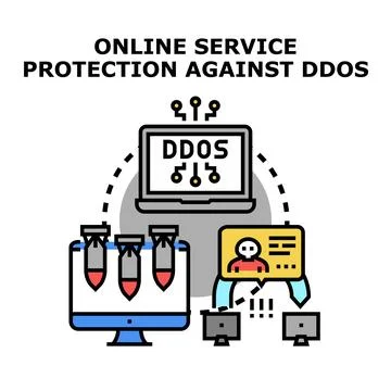 Online service protection against distributed denial of service attack 스톡 일러스트
