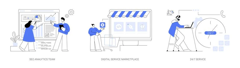 Online services abstract concept vector illustrations. Stock Illustration