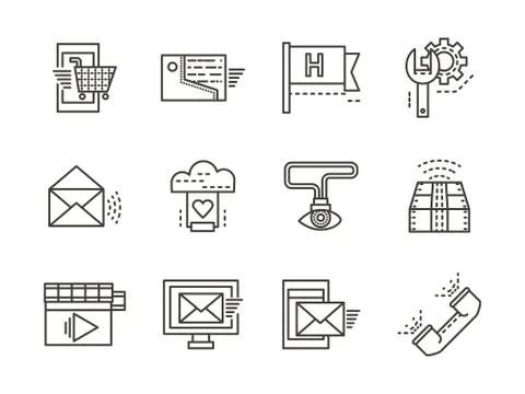 Online services simple line vector icons Illustrazione stock