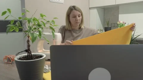 Online sewing lesson Stock Footage 154817226