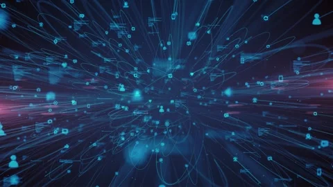 Online Sharing Digital Content Connectivity Network Data Stock Footage 302886934