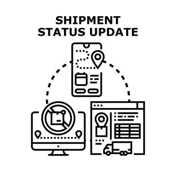 Online shipment status update tracking delivery logistics Stock Illustration