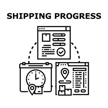 Online shipping progress tracking and delivery management concept Stock Illustration