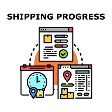 Online shipping progress tracking and delivery management concept Stock Illustration