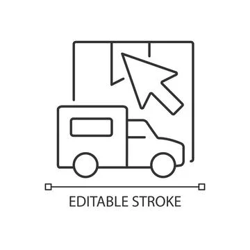 Online shipping request linear icon Stock Illustration
