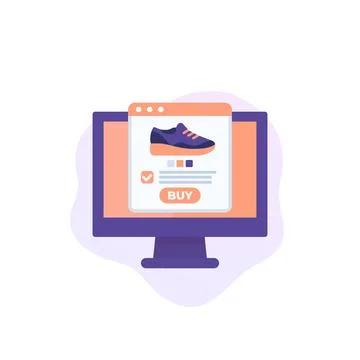 Online shoe store, e-commerce shopping vector icon Stock Illustration