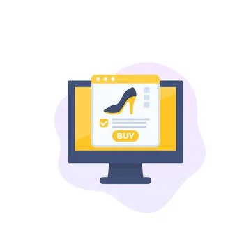Online shoe store, e-commerce and shopping vector icon イラスト素材