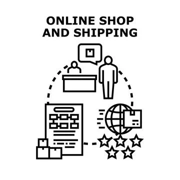 Online shop and shipping e commerce service concept Stock-Illustration