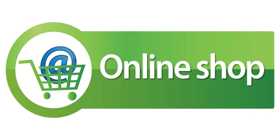 Online shop button Illustrazione stock