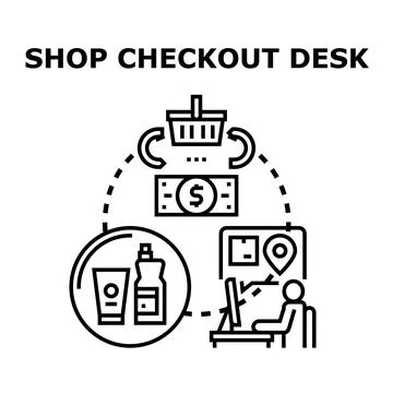 Online shop checkout desk process vector concept Stock Illustration