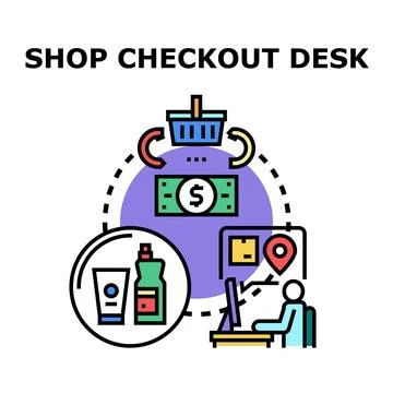 Online shop checkout desk process vector concept Stock Illustration