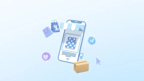 Online Shop, E-Commerce, Marketing Conceptual 3D Animation Video. Stock Footage 287072060