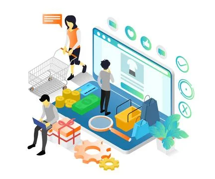 Online Shop E-Commerce Mobile Shopping Digital Store Concept Stock Illustration