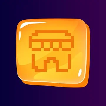 Online shop glossy ui button with pixelated icon Stock Illustration