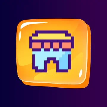 Online shop glossy ui button with pixelated color icon Stock Illustration
