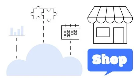 Online Shop Integration with Cloud Technology and Analytics イラスト素材