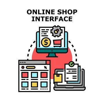 Online shop interface concept for e commerce website management 库存插图