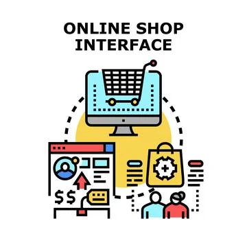 Online shop interface concept for e commerce Illustrazione stock