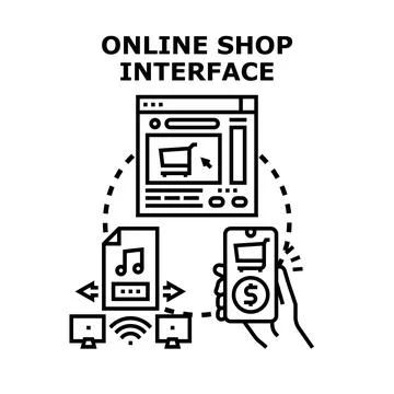 Online shop interface facilitating digital retail commerce Stock Illustration