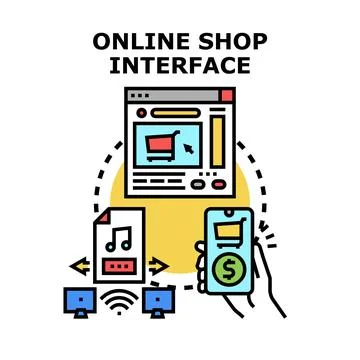 Online shop interface facilitating digital retail commerce Stock Illustration