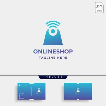Online shop logo design vector sale market symbol icon Stock Illustration