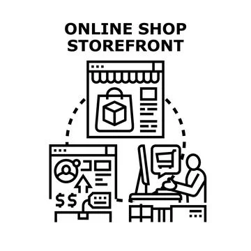 Online shop storefront e commerce business concept Stock Illustration