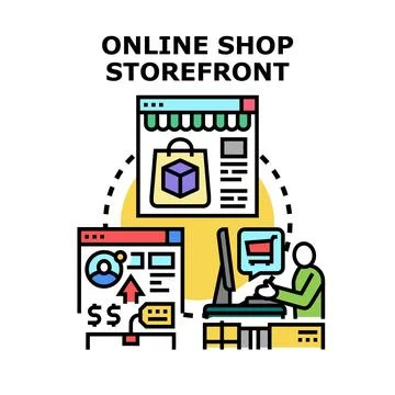 Online shop storefront e commerce business concept Stock Illustration