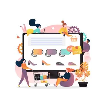 Online shop vector concept for web banner, website page Illustration