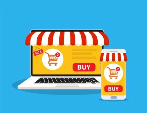 Online shop. Web store. Illustrazione stock