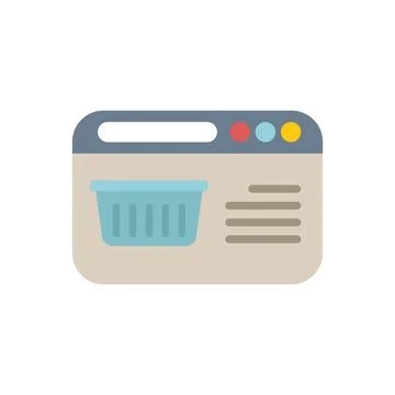 Online shop website interface showing shopping basket icon 스톡 일러스트