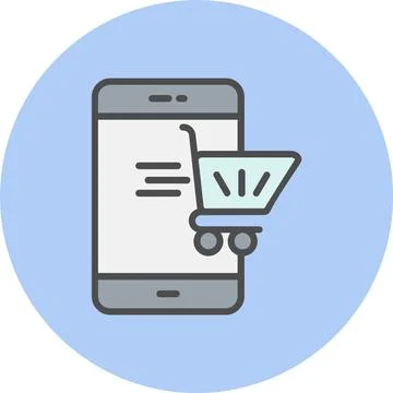 Online Shoping Line Filled Circle Icon Illustrazione stock