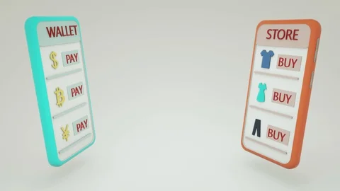 Online shopping 3D render animation. Buying from home in an online store using Stock Footage 129523819