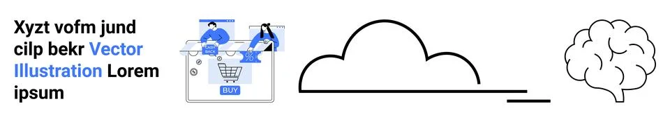 Online Shopping Analysis, Cloud Computing, and Creative Thinking Concepts Illustrazione stock