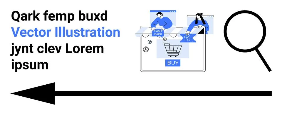 Online Shopping and Data Analysis with Cart and Analytics Elements Plus Lar.. Illustrazione stock