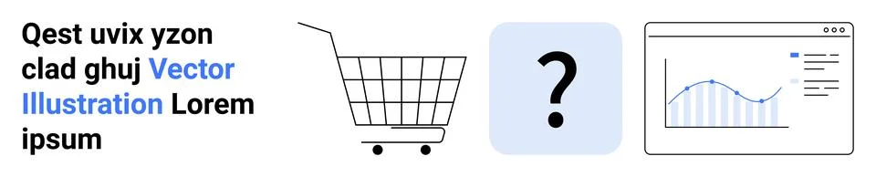 Online Shopping and Data Analytics Concept with Text and Icons Stock Illustration