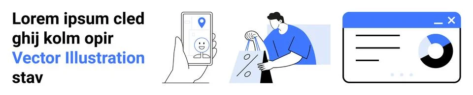 Online Shopping and Data Analytics with Mobile and Web Applications 스톡 일러스트