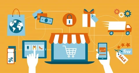 Online shopping and e-commerce Stock Footage 81235165