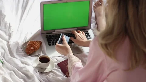 Online Shopping and E-commerce Concept. Woman Making Online Banking Payments Stock Footage 278249344