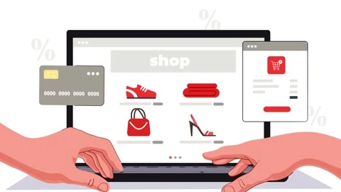 Online Shopping and E-commerce Concept Illustration Stock Footage 333693054