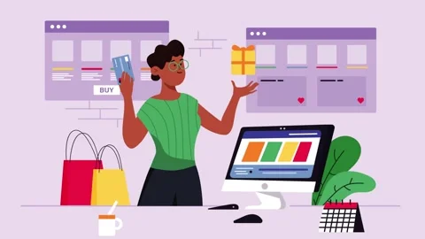 Online Shopping and E-commerce Illustration Stock Footage 333693226