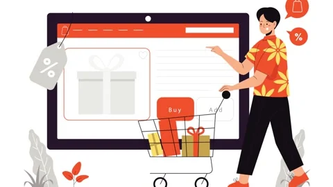 Online Shopping and E-commerce Discount Illustration Stock Footage 333693243