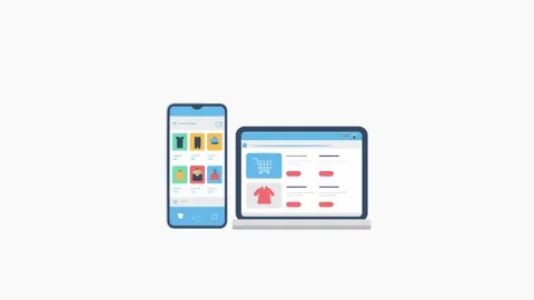 Online Shopping and E-commerce Concept 스톡 동영상 334096096