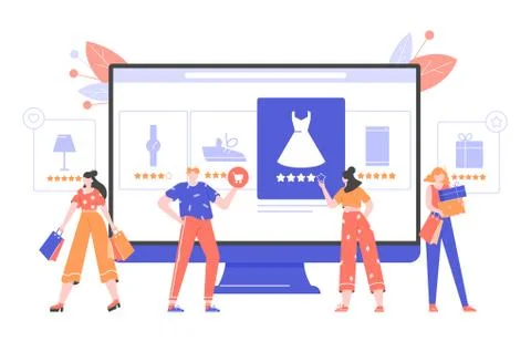 Online shopping and e-commerce. 库存插图