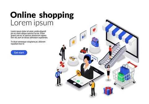 Online Shopping and E-commerce Concept Stock Illustration