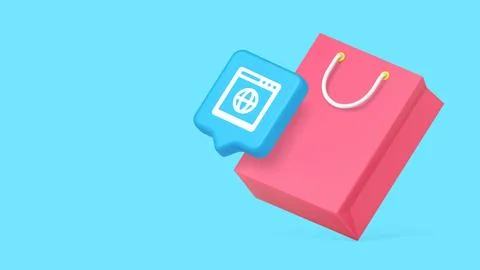 Online Shopping And E-commerce 3d Banner Template For Web Store Vector Illu.. Illustrazione stock