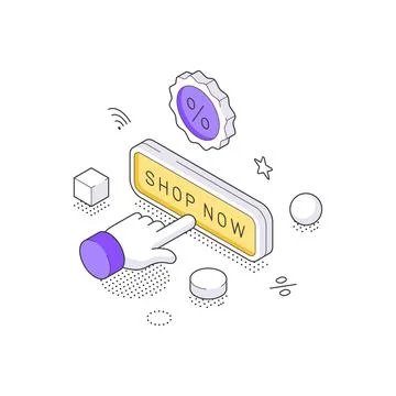 Online Shopping And E-commerce Concept Isometric Vector Illustration For We.. Stock Illustration