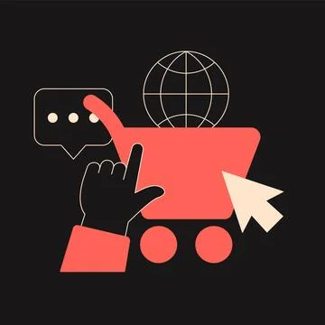 Online shopping and e-commerce vector illustration, dark version Stock Illustration