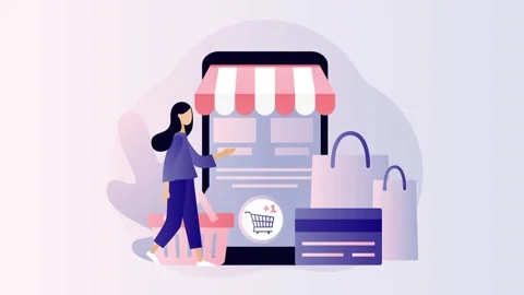 Online Shopping and Mobile E-Commerce Concept Animation 스톡 동영상 339343084